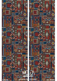 Resim Anatolia 6 Desenli Süet Oturma Odası Salon Fon Perde Baskılı Ekstrafor Büzgü 2 Kanat Prd-1014 Çok Renkli 