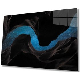 Resim Miyrem Glasses Collection -a1^ Siyah Mavi Geometrik Cam Tablo, Cam Tablo 