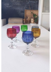 Resim Kesme Cam Beykoz 6 Adet Kahve Yanı Bardak Çok Renkli Çok Renkli 