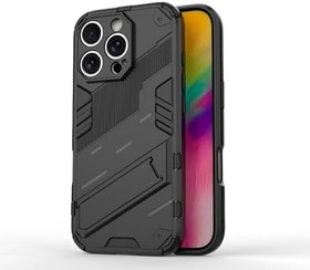 Resim Microcase Iphone 16 Pro Matrix Serisi Armor Standlı Perfect Koruma Kılıf - Siyah Al3416 