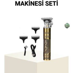 Resim T Bıçaklı Profesyonel Çizik Tıraş Makinesi Seti - 120 Dakika Kullanım Şarj - 9968-3892 
