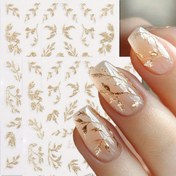 Resim 1 adet 3D Altın Parıltılı Yaprak Tırnak Sanatı Çıkartmaları - Parlak Parıltılı Kendinden Yapışkan Tırnak Süsleri, DIY Tırnak Tasarımları için, Altın ve Beyaz Renklerde Zarif Çiçek Desenleri, Partiler, Düğünler ve Özel Günler için Mükemmel, Tırnak Sanatı Aksesuarları, Düğün Tırnak Süsleri, Parıltılı Etki, Kendinden Yapışkan Çıkartmalar 