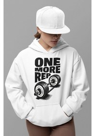 Resim Sevbano One More Rep Bodybuilding Fitness Gym Baskılı Unisex Oversize Hoo beyaz 