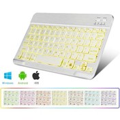 Resim Rgb Işıklı Bluetooth Tablet Klavye Şarjlı Kablosuz - Al2670 Beyaz 