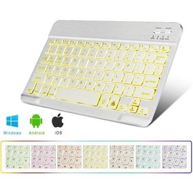 Resim Rgb Işıklı Bluetooth Tablet Klavye Şarjlı Kablosuz - Al2670 Beyaz 