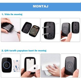 Resim Kablosuz Kapı Zili Ledli Uzaktan Kumandalı Işıklı Kapı Zili 