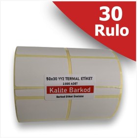 Resim Kalite Barkod 50x30 Yanyana 2 Li Termal Barkod Etiketi | 30 Rulo Barkod Etiketi 