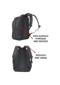 Resim Case Club Büyük Boy 17 İnç Laptop Bölmeli Sırt Çantası Darbe Emici Koruma Su Geçirmez Kumaş Siyah 