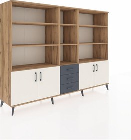 Resim Hyperion Dolap 11 Raflı 3 Çekmeceli 4 Kapaklı 220x44x163 Çam-ayta Çam-aytaşı/antrasit 