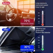 Resim UPF50+ Kompakt Araba Güneşlik Rüzgarlık için - Isı ve UV Engelleme Otomatik Güneşlik, Çoğu Araba için Evrensel Uygunluk, Kolay Katlanabilir Şemsiye Tasarımı, Hızlı Kurulum Güneş Koruyucu (Siyah) 