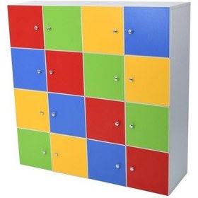 Resim 16 Kapaklı Öğrenci Dolabı (120X120X35 Cm) Çok Renkli 