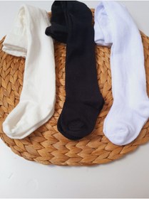 Resim PİLEKİ BABY 3 Adet Kız Bebek Çocuk Düz Desen Külotlu Çorap Pamuklu Esnek Likralı Okul Çorabı 