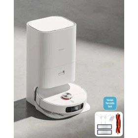 Resim Xioami Istasyonlu Çift Döner Paspaslı 4000PA Akıllı Apple-Android Wi-Fi Kontrol Robot Süpürge + Yedek Temizlik Seti ve Kumandalı Rgb Lambader Hediye 