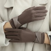 Resim Kadınların Şık Kahverengi Eldivenleri - Sıcak, Dokunmatik Ekranlı, Kış Bisikleti ve Sürüş için Mükemmel, Tam Parmak Tasarımı, Polyester Malzeme, Elde Yıkan veya Kurutma Yıkan, Kış Eldivenleri 