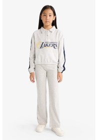 Resim Defacto Kız Çocuk Nba Los Angeles Lakers Relax Fit Polo Yaka Sweatshirt F3201a825augr85 Gri 