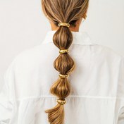 Resim 3/4 adet Zarif Altın Geometrik Saç Lastikleri - Lüks Tarz Çapraz Klipsler, Minimalist Moda Saç Bantları ile Pürüzsüz Bitiş, Dome Ponytail Elastikleri Kadınlar ve Altın Baş Aksesuarları için 