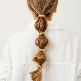 Resim 3/4 adet Zarif Altın Geometrik Saç Lastikleri - Lüks Tarz Çapraz Klipsler, Minimalist Moda Saç Bantları ile Pürüzsüz Bitiş, Dome Ponytail Elastikleri Kadınlar ve Altın Baş Aksesuarları için 