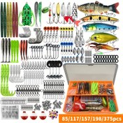 Resim 85/117/157/198/375 Parça Yumuşak Yem, Spinnerbait, Swimbait, Üçlü Kancalar, Plastik Solucanlar ve Diğer Balıkçılık Aksesuarları İçeren Olta Takımı 