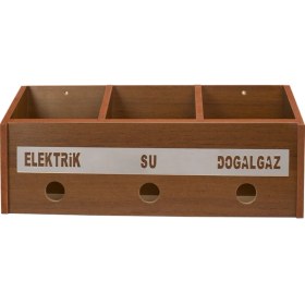 Resim Selena Ahşap Fatura ve Posta Kutusu 34x15x11 cm Ceviz Bambu Akça Modern Tasarım Üç Renk 