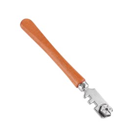 Resim Tenfowee Ahşap Saplı 6 Tekerlekli Karbür Cam Kesici - Kalın Camlar İçin Hızlı Ve Dürtüye Dayanıklı Kesim 