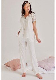 Resim Magic Form 19108 Ekru Hamile Lohusa Pijama Takımı 