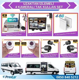 Resim Uzaktan İzlemeli 4 Kameralı Wifi 4g 320 Gb Harddisk 7 İnç Ekranl 