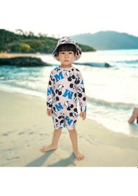 Resim Lolliboomkids Unisex Bebek - Çocuk Mayo Tam Vücut Güneş Koruma Hassas Ten Taş M Mickey Desen Mayo Şapka Hediyeli Beyaz - Lacivert 