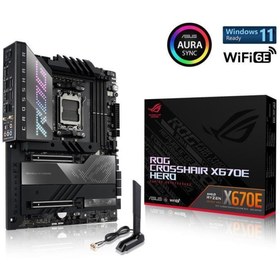 Resim ASUS Rog Crosshair X670e Hero Wıfı-6e Ddr5 M2 Pcıe Nvme Pcıe 16x V5.0 Am5 Atx 