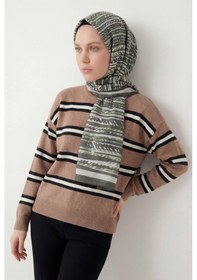 Resim Silk Home Şerit Desen Koyu Yeşil 75x195 Soft Şal Çok Renkli 
