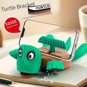 Resim Turtle-Shaped ABS Telefon Standı, Canlı Yeşil ve Kahverengi Tasarım ile - Çok Fonksiyonlu Stand, Altı ve Oyuncak | Tavşan Sevgilileri için İdeal Hediye, Tavşan Aksesuarları 