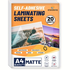 Resim 20 Yaprak Mat Şeffaf Kendinden Yapışkanlı Laminasyon Kağıdı - A4 Boyutu (21.08x29.72 cm) Su Geçirmez Vinil Etiket Film, Makine Gerektirmez, Belge için Kolay ve Dayanıklı Koruma 