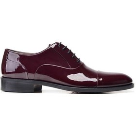 Resim Klasik Bağcıklı Oxford Bordo Rugan Erkek Ayakkabı -11837 