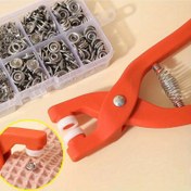 Resim 50 Set, Manuel Basınç Pense & 50 Adet Düğme & 1 Şeffaf Kutu, Dikiş, El Sanatları, Giysiler, Şapkalar, Çantalar için Paslanmaz Çelik Düğmeler - Endüstriyel Dikiş Malzemeleri 