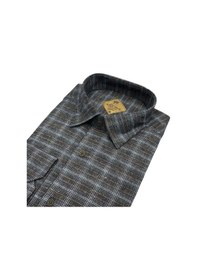 Resim Klasik %100 Cotton Uzun Kollu Yakası Gizli Düğmeli Kışlık Flanel Gömlek Regular Kalıp Kahverengi 