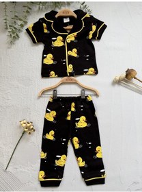 Resim Ördek Baskılı Yazlık Pijama Takımı -1162 Siyah 
