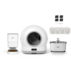 Resim Xenon Smart Akıllı Kameralı Kedi Tuvaleti Çelik Kaseli Mama Kabı Akıllı Su Pınarı ve Filtre 4'lü Pet Seti 