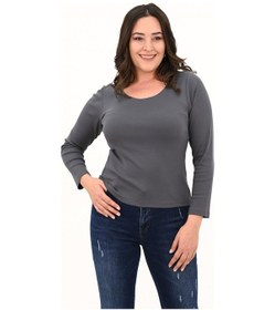 Resim Kadın Büyük Beden Uzun Kollu Basic Bluz 1759-25 001 