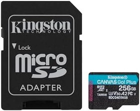 Resim Kingston 256GB Canvas Go Plus microSD Card | Up to 200MB/s | Class 10, UHS-I, U3, V30, A2 | SDCG4/256GB 