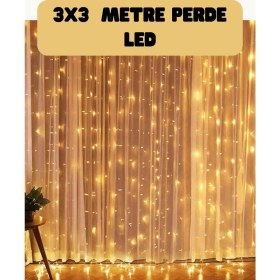 Resim MegaSepet 3x3 Metre Perde LED Işık Sıcak Şelale Tasarım Dekoratif Aydınlatma - ME001W-51S058 