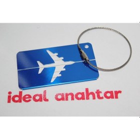 Resim Dikdörtgen Alüminyum Alaşımlı Bagaj Etiketi Mavi Renk 