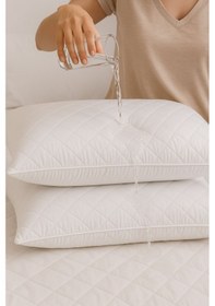 Resim Yastık Alezi Seti Pamuklu Kapitone Sıvı Geçirmez 2 Li Yastık Koruyucu Beyaz Beyaz 