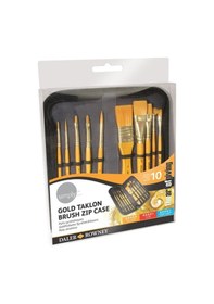Resim Daler Rowney Simply Gold Taklon Akrilik Çantalı Fırça Seti 10'Lu 