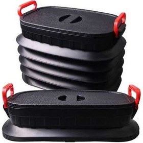 Resim Pazly Cbtx 18l Collapsible Trash Can With Telescopic Storage Box, Folding Storage Bin, Black Lid, Ergonomic Design 