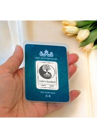 Resim Hediyeye Özel 5 Gram Yin Yang ve Ağaç Temalı 999 Ayar Gümüş Külçesi-691 