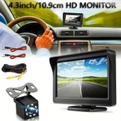 Resim 10.92cm Monitör 8LED Işıklar+Yedek Kamera Araba Arka Görüş HD Park Sistemi Gece Görüşü HD Geri Görüş Kamera Kiti Araba, Pikap, SUV, Karavan, Kamyon ve Van için 
