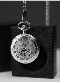 Resim imsaconcept Önü Açık Roma Rakamları İşlemeli Gümüş Renk Köstekli Saat Kutulu 