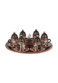 Resim Erzincan El İşlemeli Bakır 6'lı Kahve Fincan Takımı Minesiz 