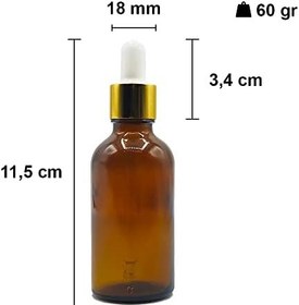 Resim Afracam Amber 50 ml Metal Gold Sızdırmaz Kapaklı Dropper Damlalık Cam Şişe 30 Adet 