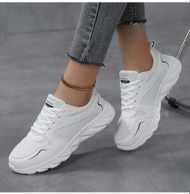 Resim Bayan Spor Kadın Nefes Spor Ayakkabı Kadın Rahat Ayakkabılar Yastık Kadın Rahat White Black 37 White Black Beyaz - Siyah 