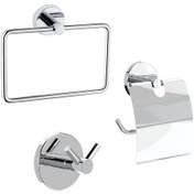 Resim Banyo Aksesuar 3 lü Set Havluluk - Wc Kağıtlık - 2 li Askı Paslan Krom 